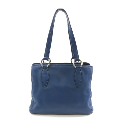 Miu Miu SHW Tote Shoulder Bag Calfskin Leather Blue