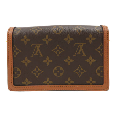 LOUIS VUITTON LV GHW Dauphine Chain Wallet Shoulder Bag M68746 Monogram Brown