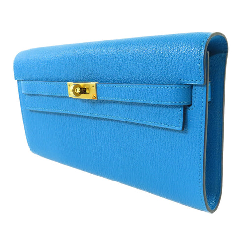 HERMES GHW Kelly To Go Shoulder Bag Veau Epsom Leather Bleu Royal