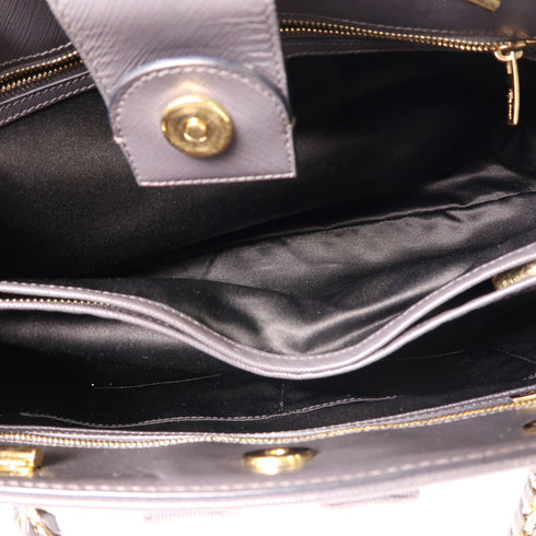 Salvatore Ferragamo GHW Chain Shoulder Bag Calfskin Leather Grey