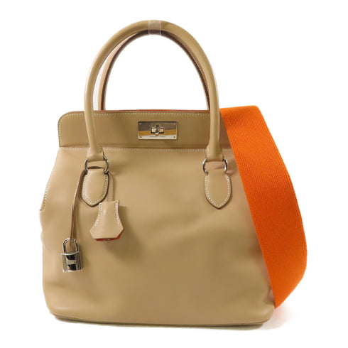 HERMES PHW Toolbox 26 2 Way Shoulder Bag Swift Leather Argile Beige