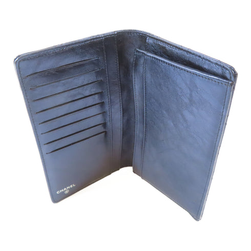 CHANEL Quilted CC SHW Long Wallet Calfskin Leather Blue