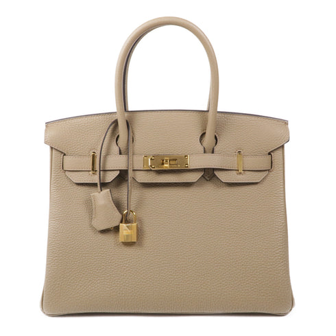 HERMES GHW Birkin 30 Handbag Togo Leather Beige Marfa