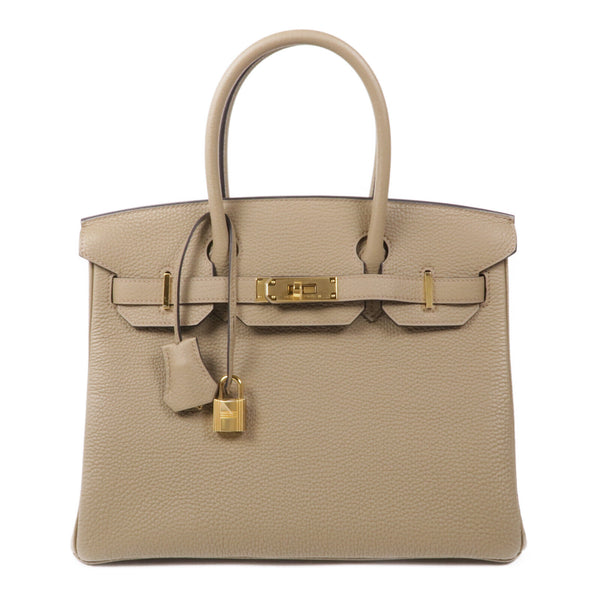 HERMES GHW Birkin 30 Handbag Togo Leather Beige Marfa