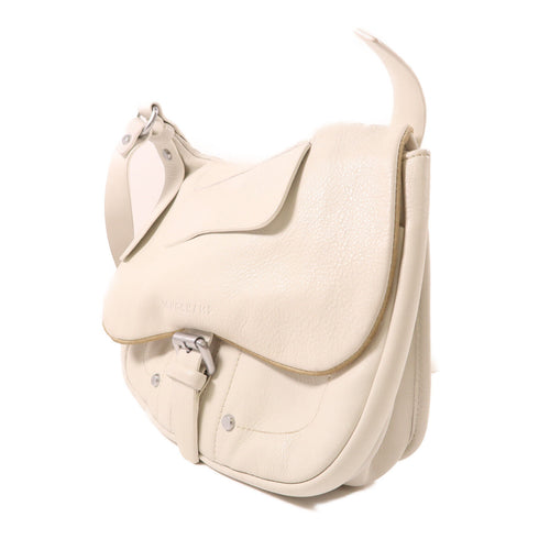 LONGCHAMP SHW Crossbody Shoulder Bag Lambskin Leather White