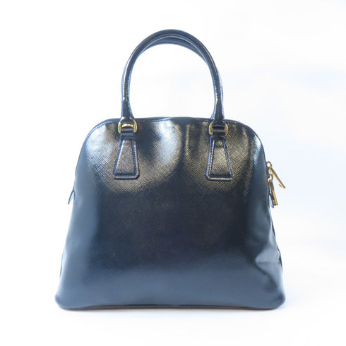 PRADA GHW North South Dome 2 Way Bag BL0909 Saffiano Vernice Navy