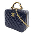 CHANEL CC GHW Sac Vanity 2 Way Shoulder Bag Enamel Blue