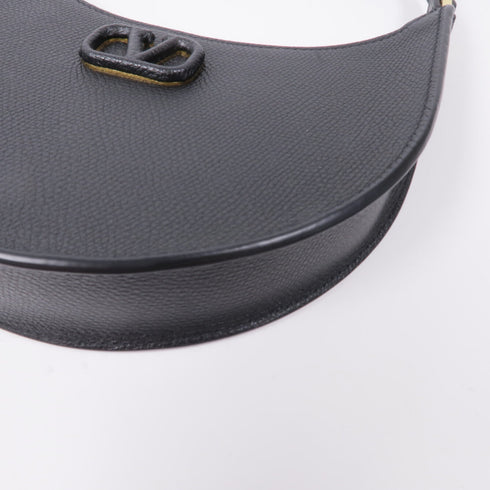 Valentino GHW Shoulder Bag Calfskin Leather Black