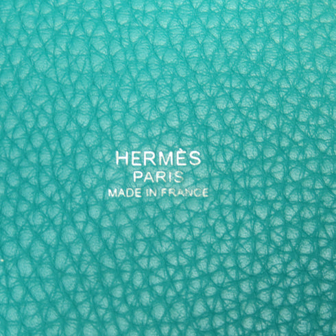 HERMES PHW Picotin PM Tote Bag Handbag Clemence Leather Vert Verone Green