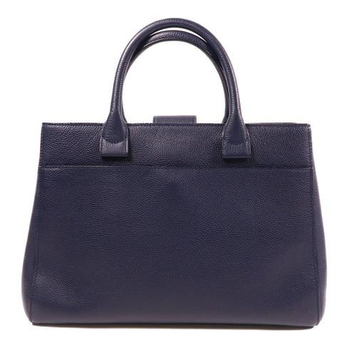 CHANEL CC SHW Neo Executive Tote 2Way Shoulder Handbag Calfskin Leather Navy
