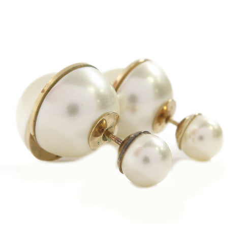 Christian Dior CD Earrings Metal/PVC Gold White