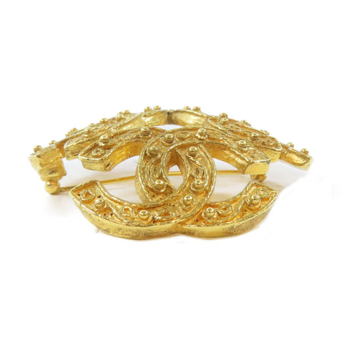 CHANEL CC Brooch Pin Metal Gold v1
