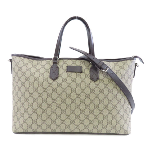 GUCCI GG SHW Supreme 2way Shoulder Bag 410748 Coated Canvas Brown Beige