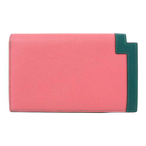 HERMES PHW Camail Long Wallet Veau Epsom Pink/Green