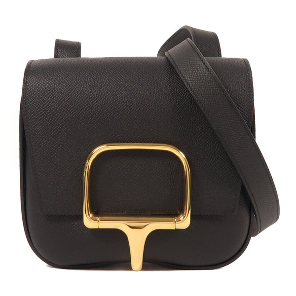 HERMES GHW Della Cavalleria Mini Shoulder Bag Epsom Leather Noir Black