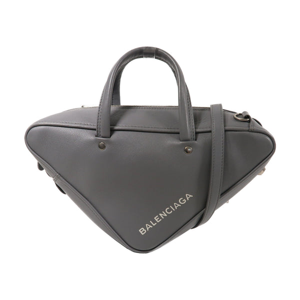BALENCIAGA SHW Triangle 2 Way Shoulder Bag Handbag 496975 Calfskin Leather Grey