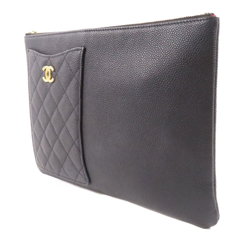 CHANEL CC GHW Pouch Calfskin Leather
