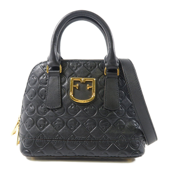 Furla GHW 2Way Bag Shoulder Bag Handbag #290157 Calfskin Leather Black