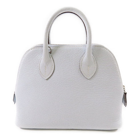 HERMES PHW Mini Bolide 2way Shoulder Bag Chevre Leather Blue Brume