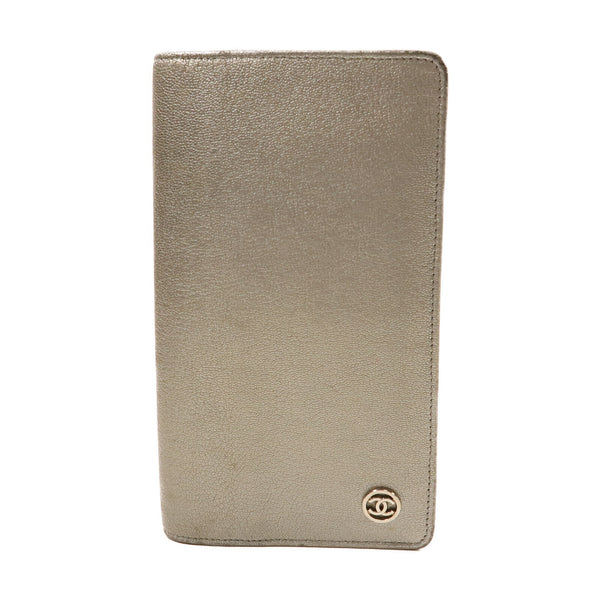 CHANEL CC SHW Long Wallet Lambskin Leather Gray