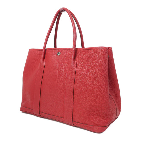 HERMES PHW Garden Party PM Hand Bag/Tote Bag Clemence Leather Rouge Casaque