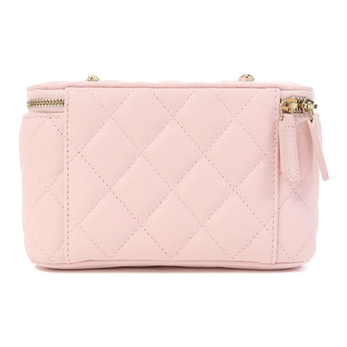 CHANEL Quilted CC GHW Chain Shoulder Bag Calfskin Leather Pink v1