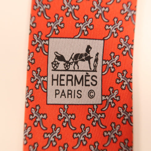 HERMES Tie Ties Silk Red