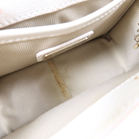 Furla GHW Chain Shoulder Bag Calfskin Leather White/Grey