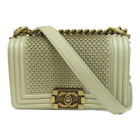 CHANEL CC GHW Chain Shoulder Bag Lambskin Leather A92699 Gold