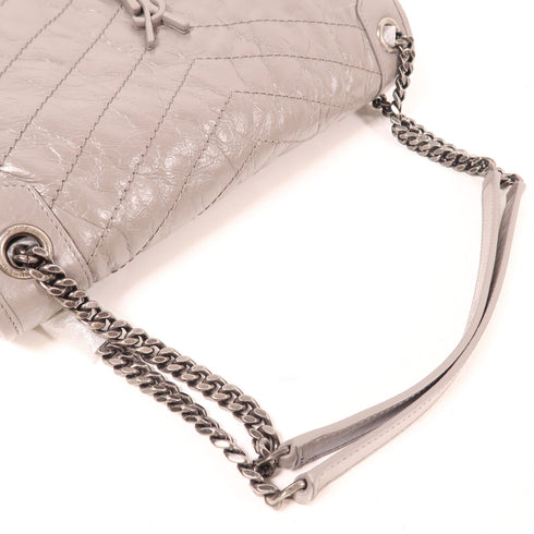SAINT LAURENT YSL SHW Niki Large Shoulder Bag 498883 Calfskin Leather Grey