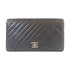 CHANEL Quilted Herringbone CC SHW Long Bifold Wallet Lambskin Leather Black