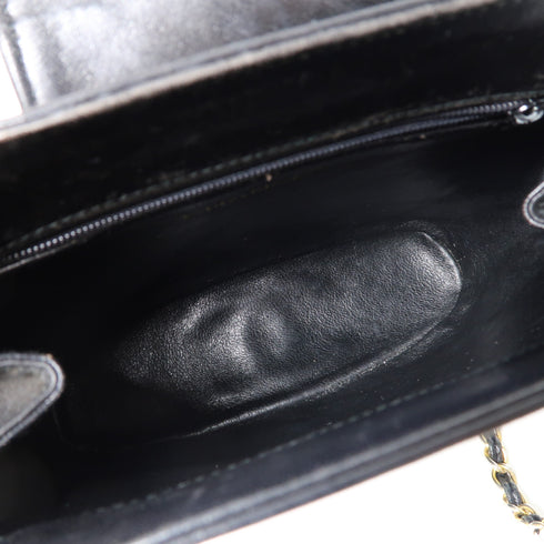 CHANEL Quilted CC GHW Vintage Chain Shoulder Bag Lambskin Leather Black