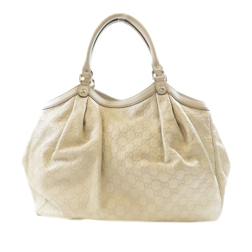 GUCCI GG GHW Hand Bag 211943 Leather Grey