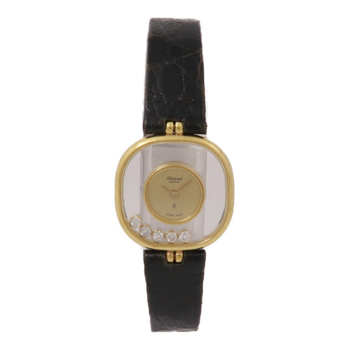 Chopard Happy Diamonds 5176 Quartz Watch 18K Yellow Gold Leather Belt
