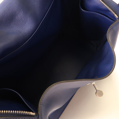 HERMES PHW Lindy 30 2Way Shoulder Hand Bag Vaux Swift Leather Blue Indigo