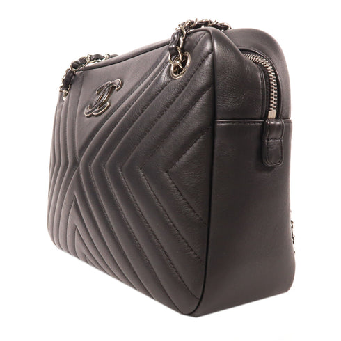 CHANEL CC SHW Chain Shoulder Lambskin Leather Black