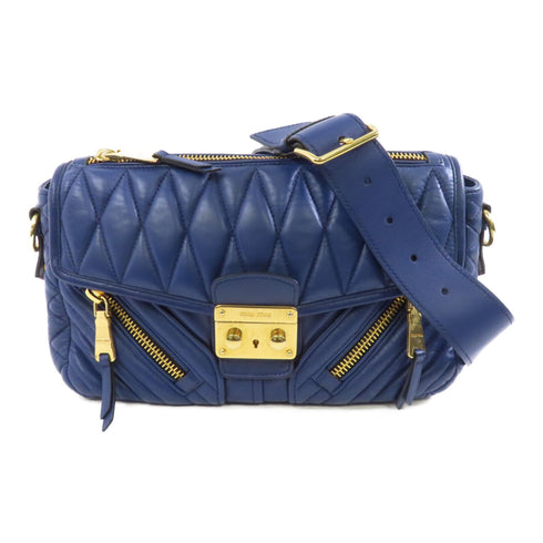 Miu Miu GHW Shoulder Bag Lambskin Leather Blue