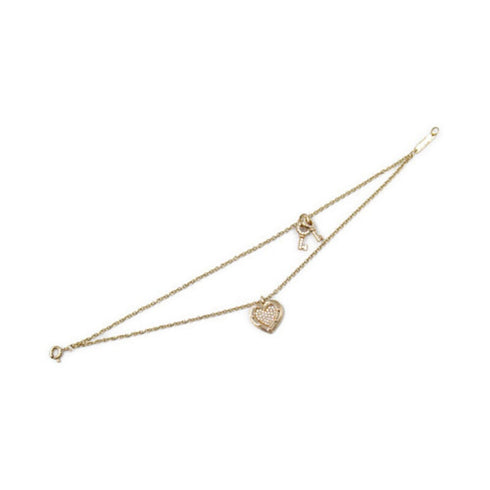 TIFFANY&CO Love Heart Tag Key Bracelet Diamond 18K Pink Gold