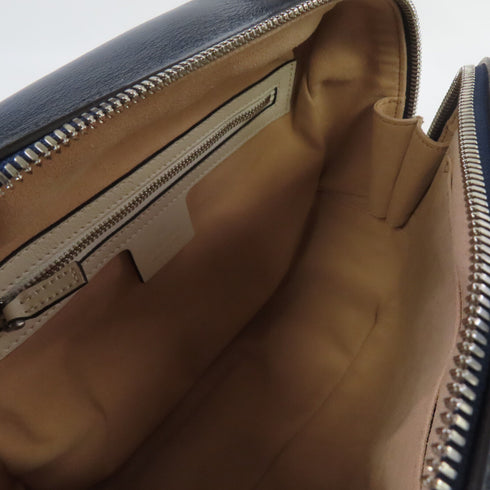 GUCCI GG SHW GG Marmont 2 Way Shoulder Bag Handbag 602270 Calfskin/Bamboo Navy