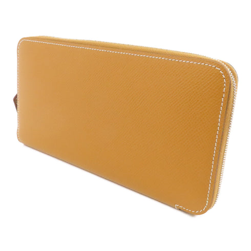HERMES PHW Zipped Silk In Long Wallet Veau Epsom Leather Gold Brown