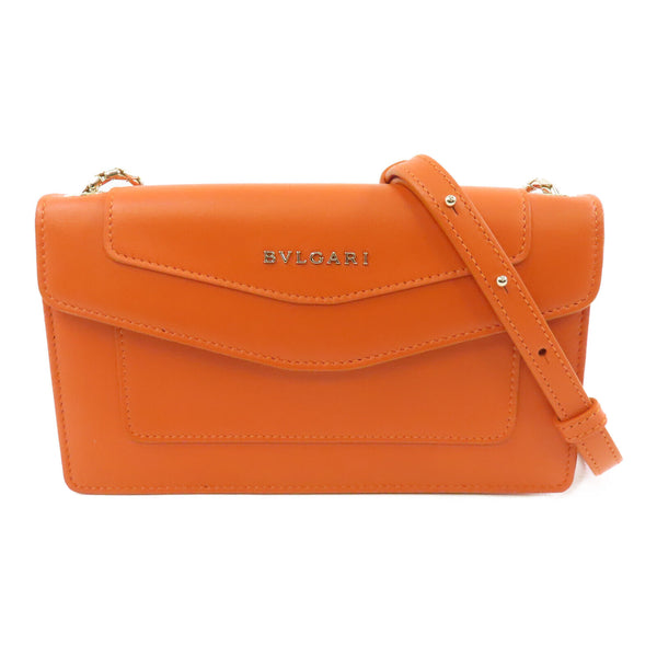 BVLGARI GHW Chain Shoulder Bag Crossbody 285886 Calfskin Leather Orange