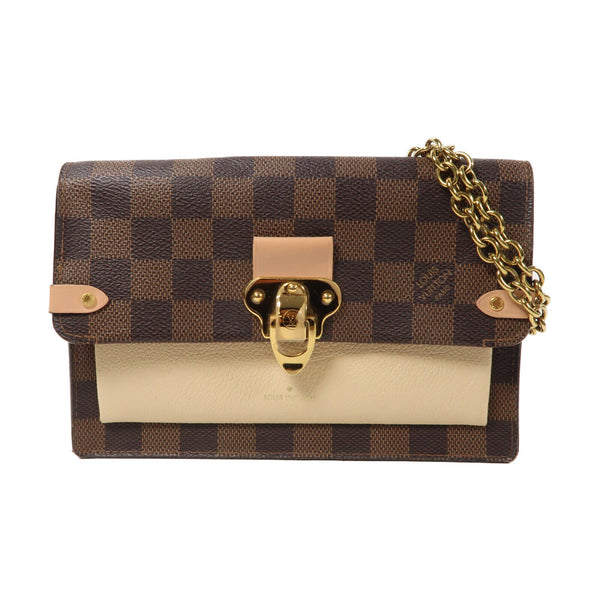 LOUIS VUITTON LV GHW Vavin Chain Wallet Chain Shoulder N60237 Damier Brown/Cream