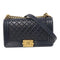 CHANEL Quilted CC GHW Boy 25 Chain Shoulder Bag Calfskin Leather Black v1