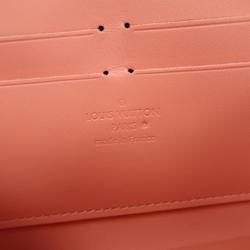 LOUIS VUITTON LV SHW Zipper Long Wallet Vernis Rayure Peach