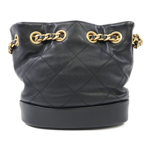 CHANEL Quilted CC GHW Chain Shoulder Bag Lambskin Leather Black v7