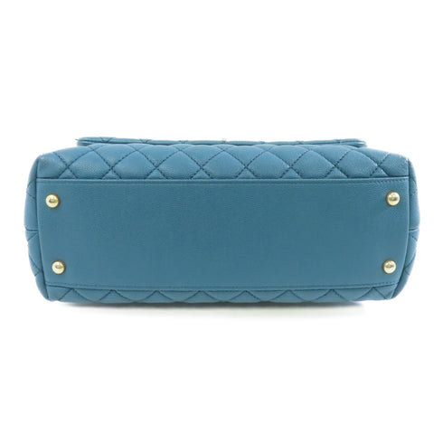 CHANEL Quilted CC GHW Coco Handle Medium 2way Shoulder Bag Caviar Leather