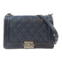 CHANEL Quilted CC Boy Chanel 28 Chain Shoulder Handbag Calfskin Leather Blue