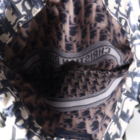 Dior Net Tote Bag Calfskin Leather Nylon Navy Black