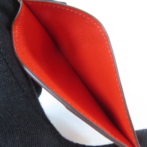 HERMES Les Petits Chevaux Card Case Epsom Leather White Brown Pink Red