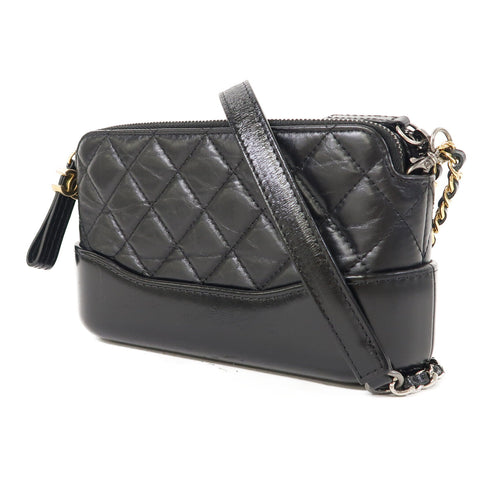 CHANEL Quilted CC GHW Gabrielle WOC Shoulder Bag A94505 Calfskin Leather Black
